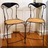 F10. Metal and woven rattan countertop height bar stools. Seats are 24” high. 